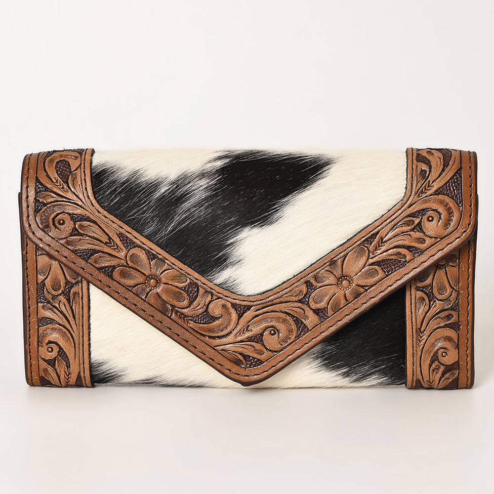 Ohlay Wallet Hand Tooled Hair-on Genuine Leather