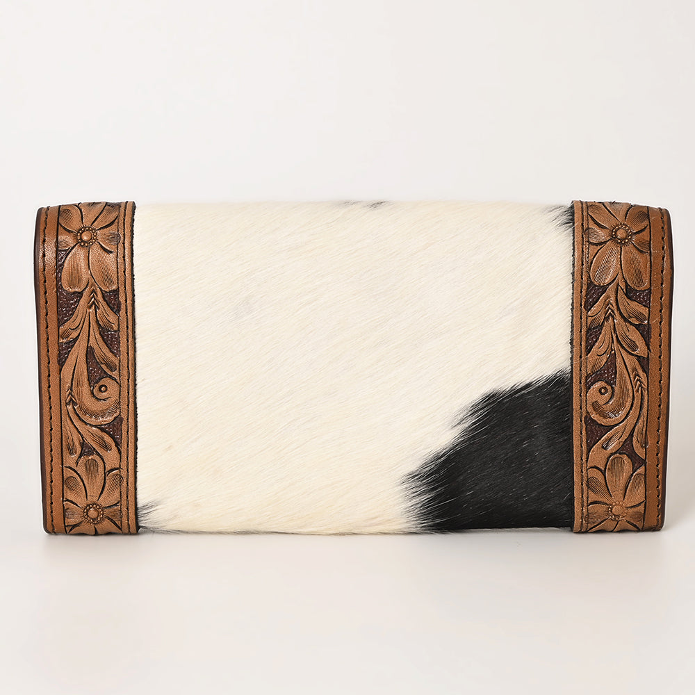 Ohlay Wallet Hand Tooled Hair-on Genuine Leather