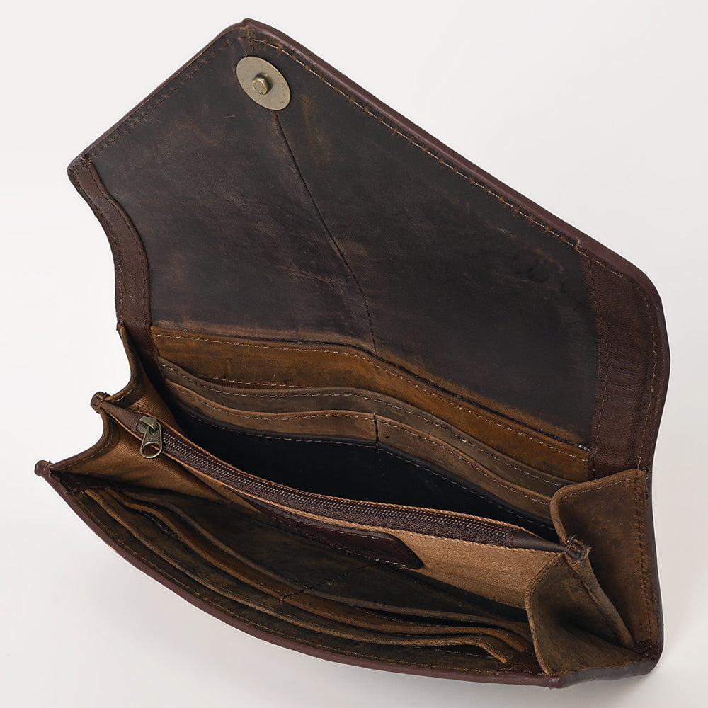 Ohlay Wallet Hand Tooled Hair-on Genuine Leather