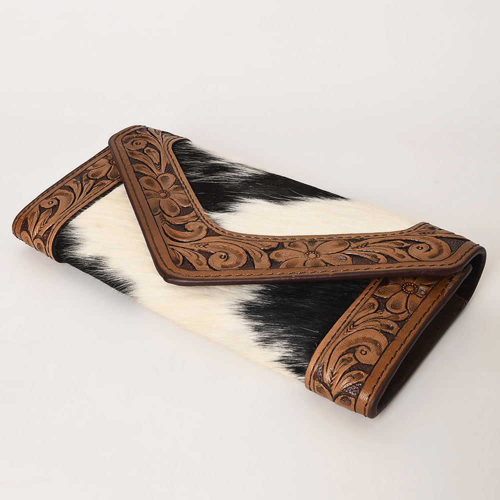 Ohlay Wallet Hand Tooled Hair-on Genuine Leather