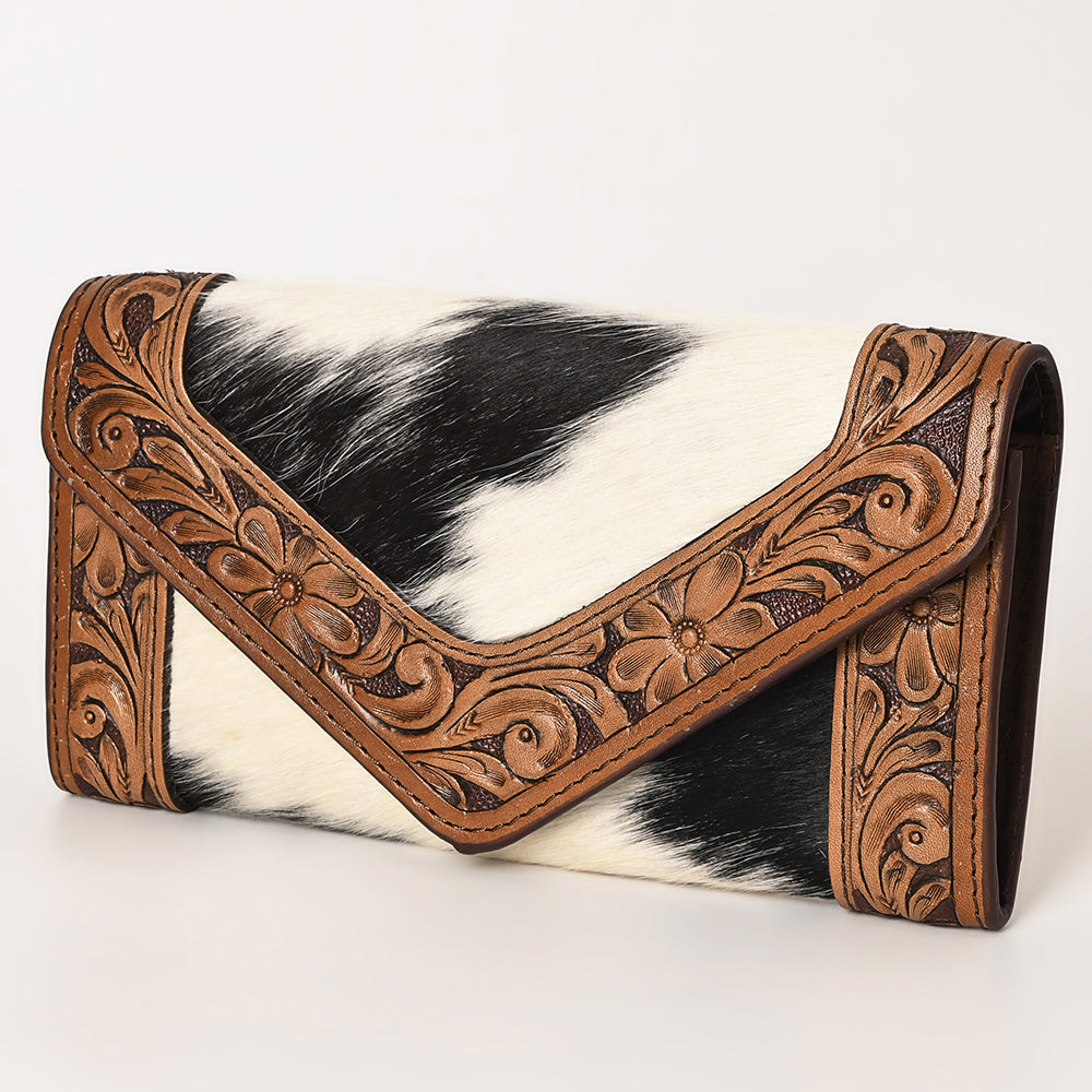 Ohlay Wallet Hand Tooled Hair-on Genuine Leather