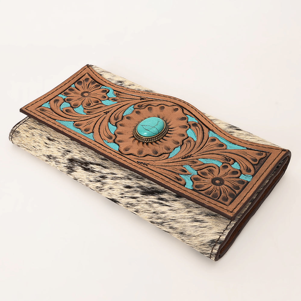 OHLAY Wallet Hand Tooled Hair-On Genuine Leather Women Bag Western Handbag Purse | Womens Handbags |Leather Belt for Summer