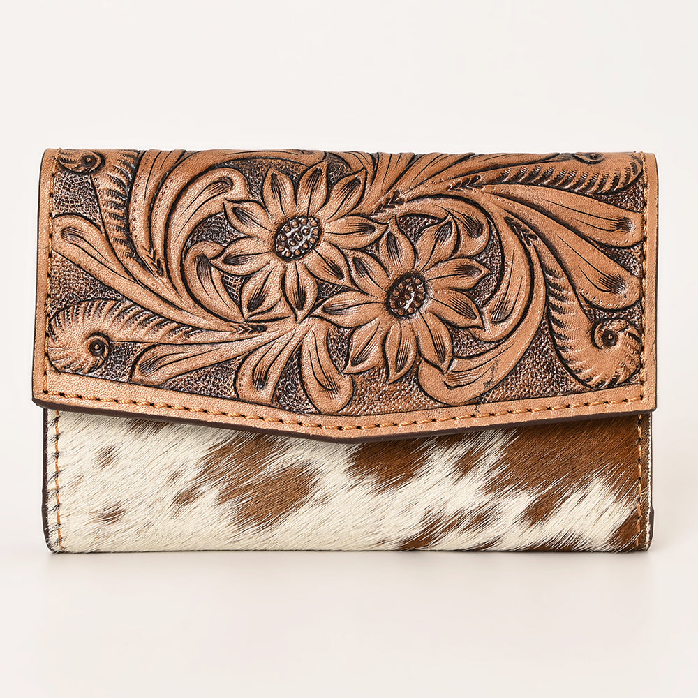 Ohlay Wallet Hand Tooled Hair-on Genuine Leather