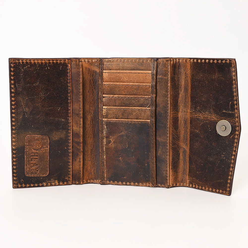 Ohlay Wallet Hand Tooled Hair-on Genuine Leather