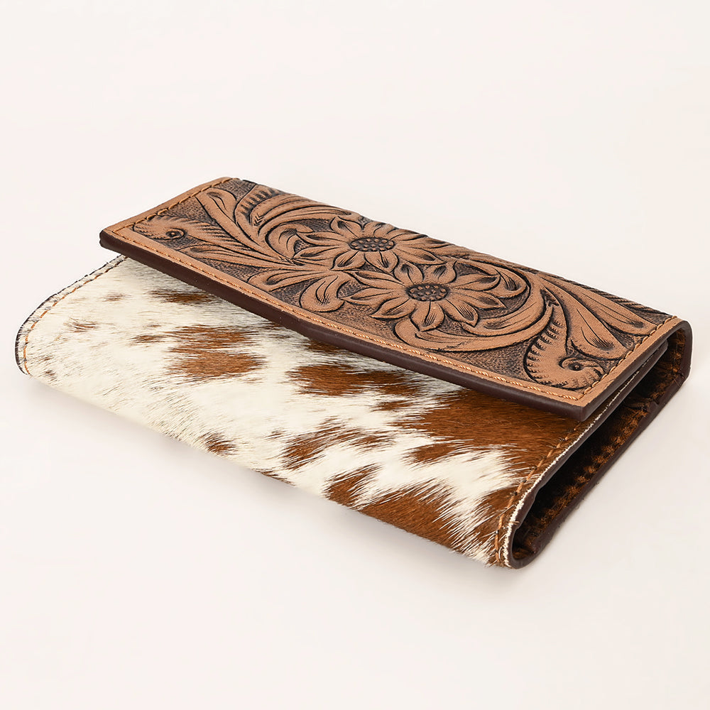 Ohlay Wallet Hand Tooled Hair-on Genuine Leather