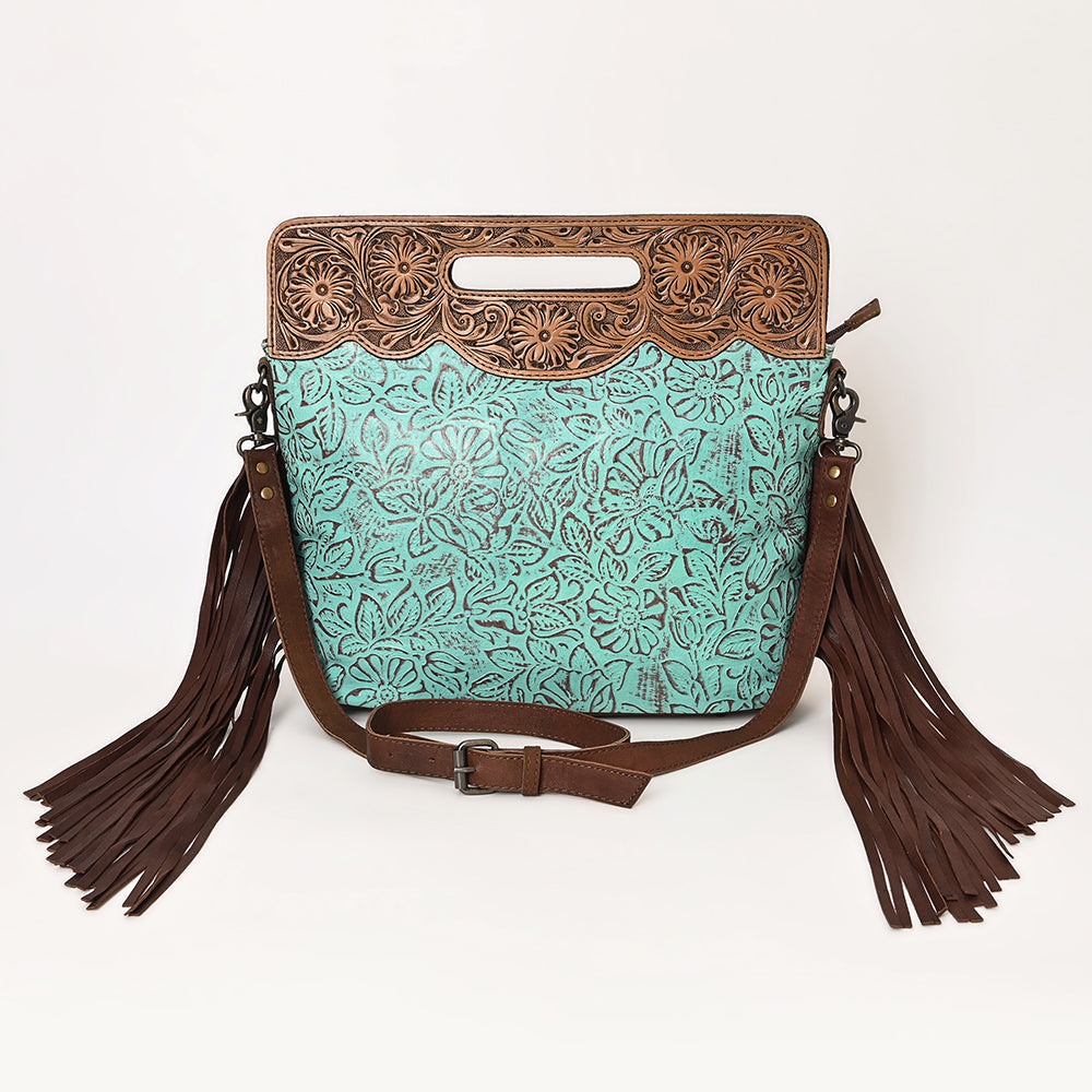 OHLAY Hand-Tooled Embossed Leather Clutch