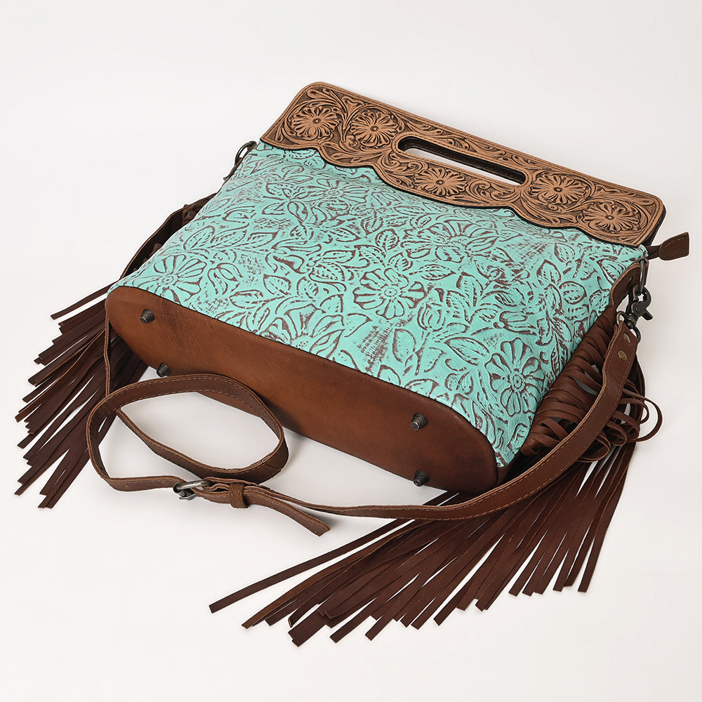 OHLAY Hand-Tooled Embossed Leather Clutch