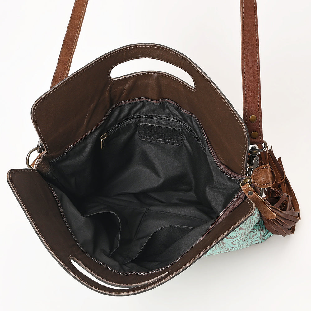 OHLAY Hand-Tooled Embossed Leather Clutch