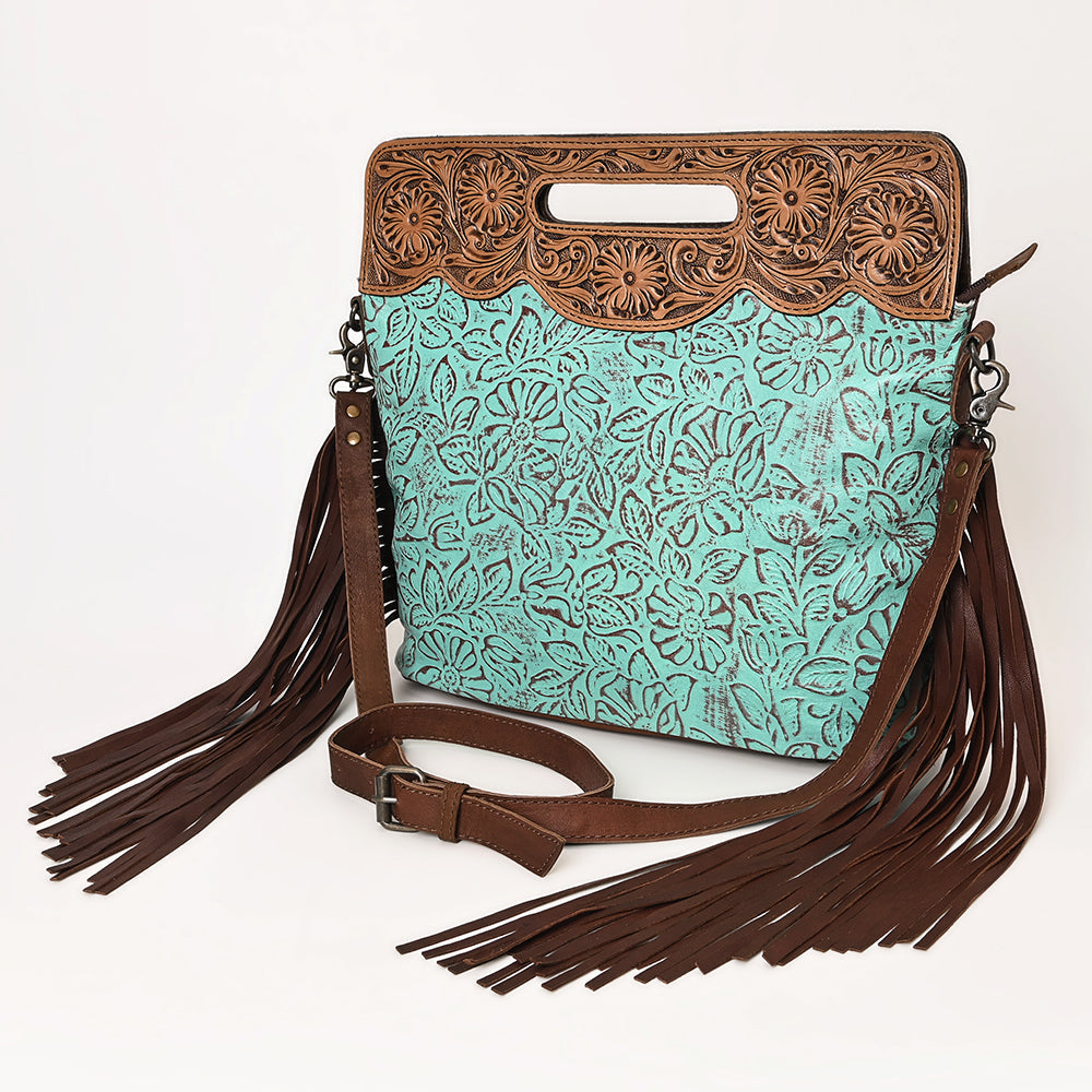 OHLAY Hand-Tooled Embossed Leather Clutch