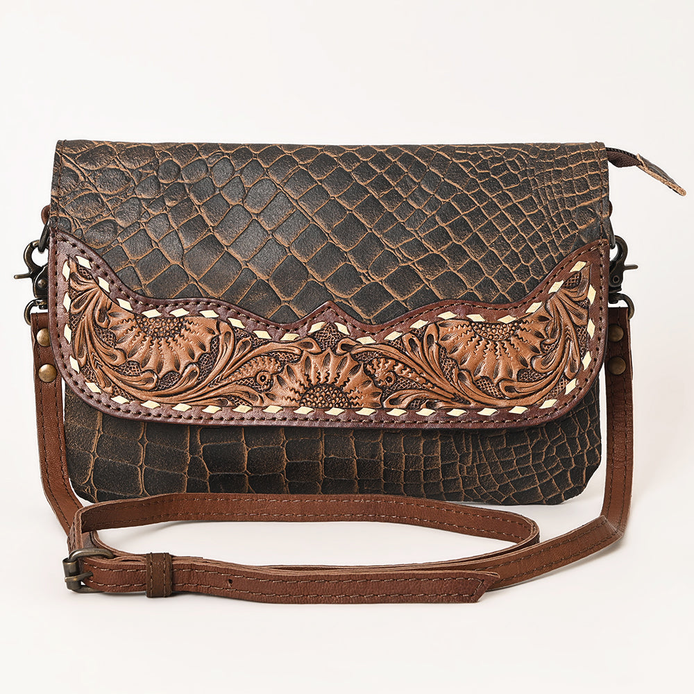 OHLAY Hand-Tooled Leather Clutch