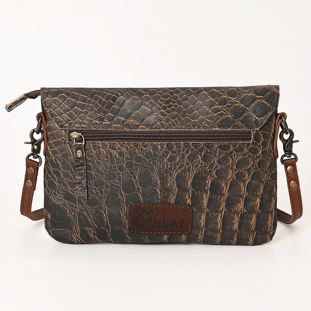 OHLAY Hand-Tooled Leather Clutch