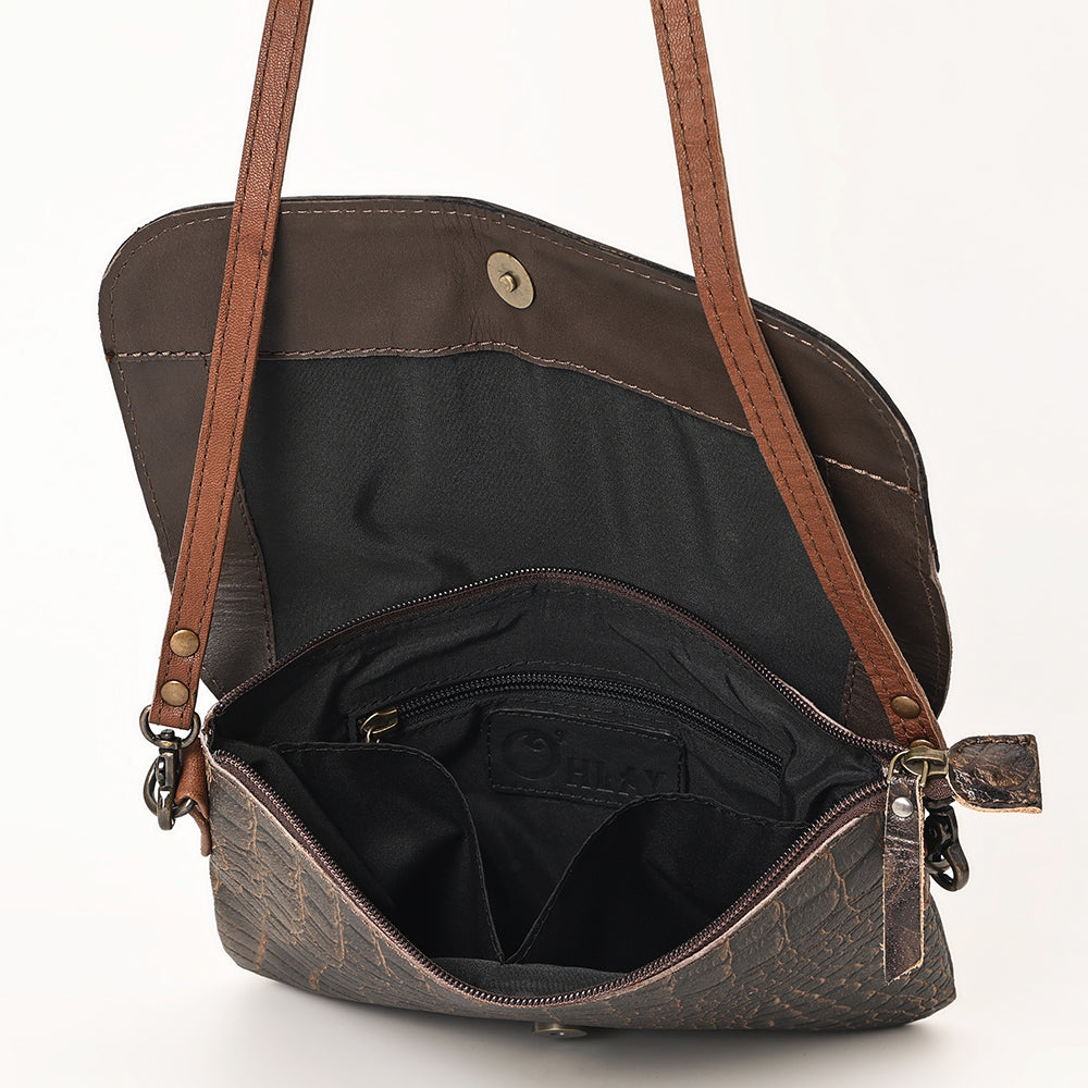 OHLAY Hand-Tooled Leather Clutch