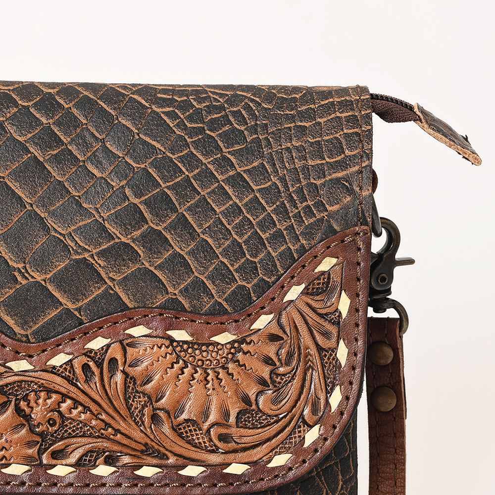 OHLAY Hand-Tooled Leather Clutch