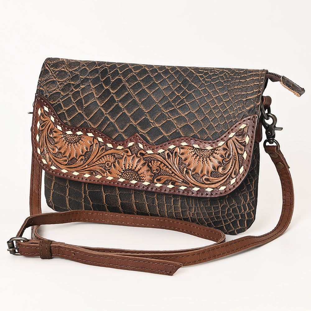 OHLAY Hand-Tooled Leather Clutch