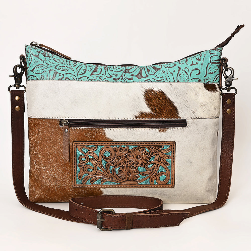 Ohlay Hobo Hand Tooled Embossed Hair-on Genuine Leather