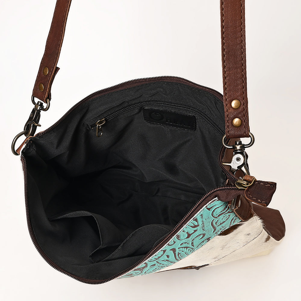 Ohlay Hobo Hand Tooled Embossed Hair-on Genuine Leather