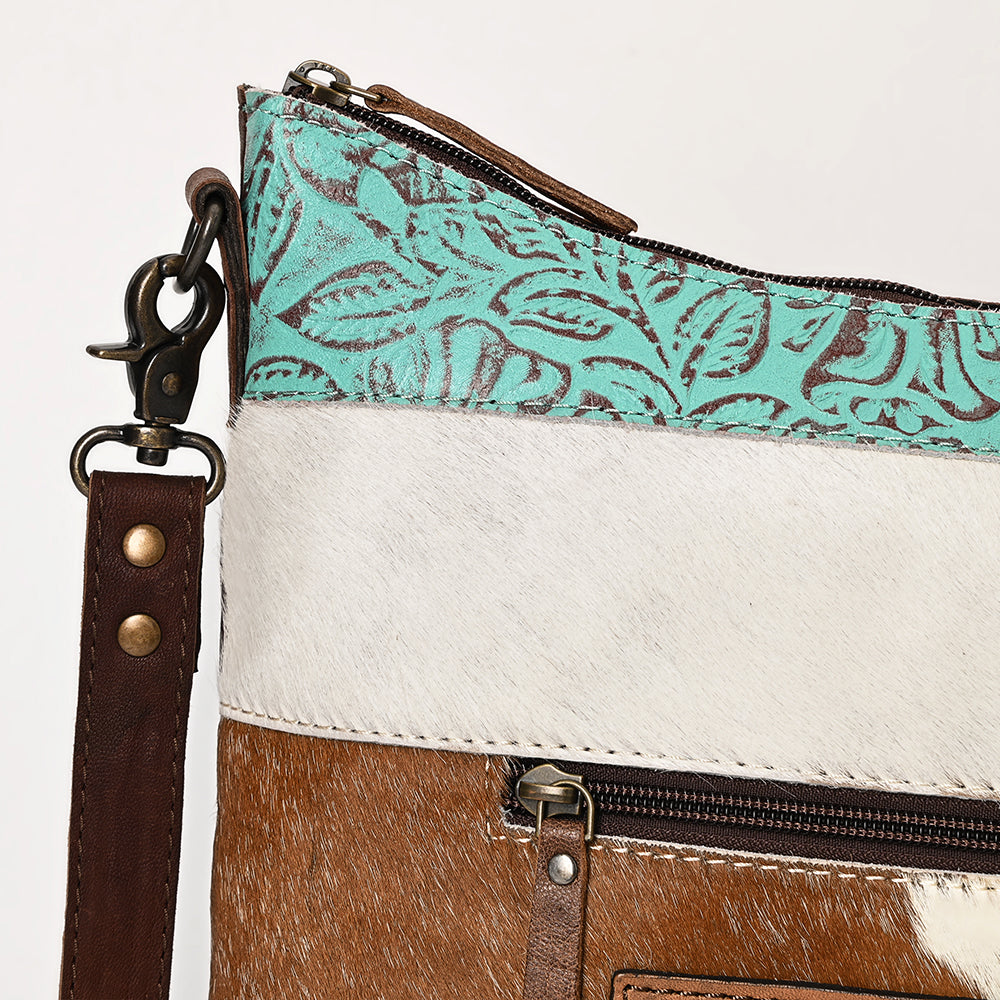 Ohlay Hobo Hand Tooled Embossed Hair-on Genuine Leather