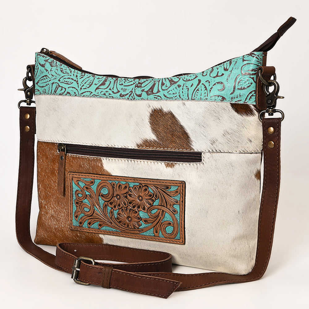 Ohlay Hobo Hand Tooled Embossed Hair-on Genuine Leather