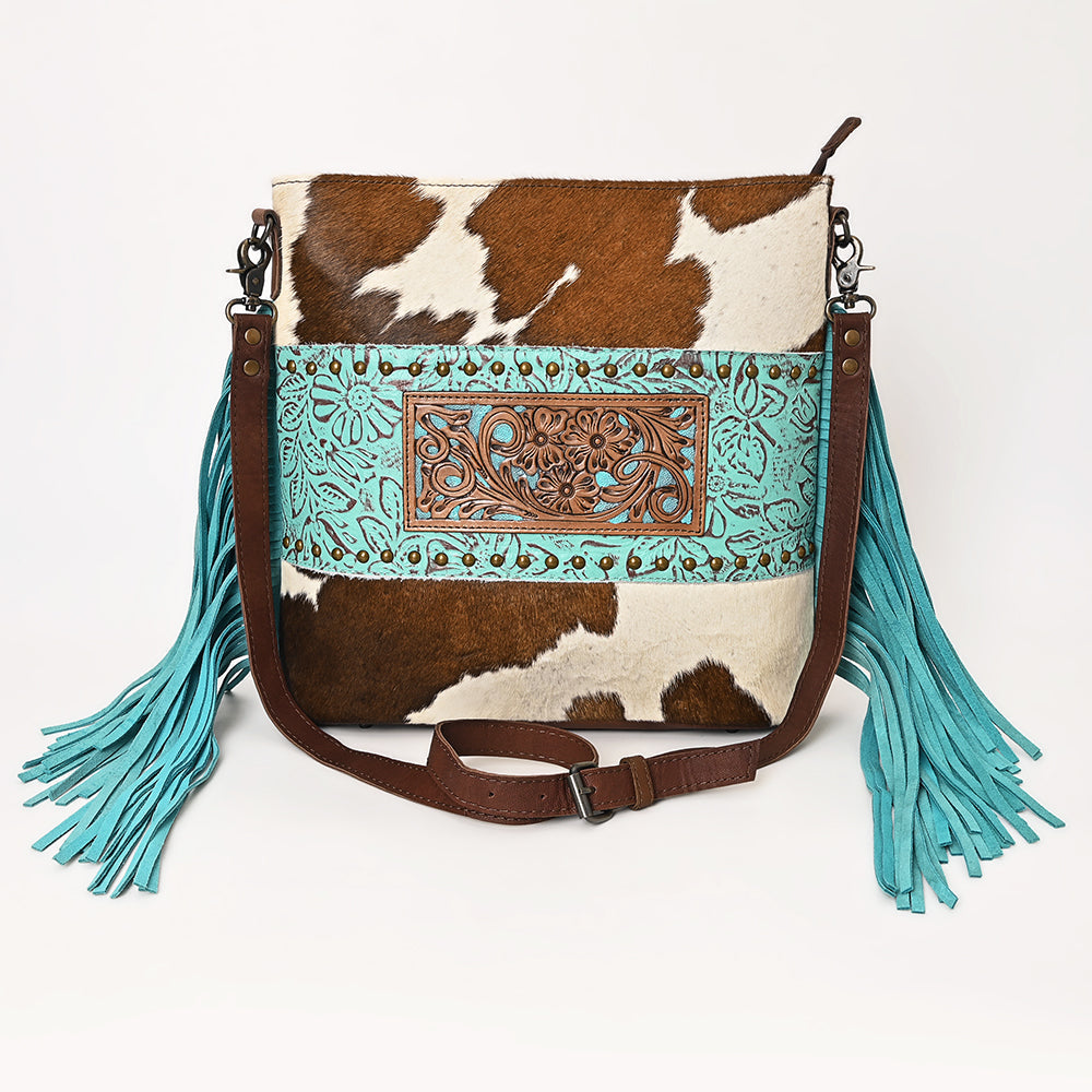 Ohlay Hobo Hand Tooled Embossed Hair-on Genuine Leather