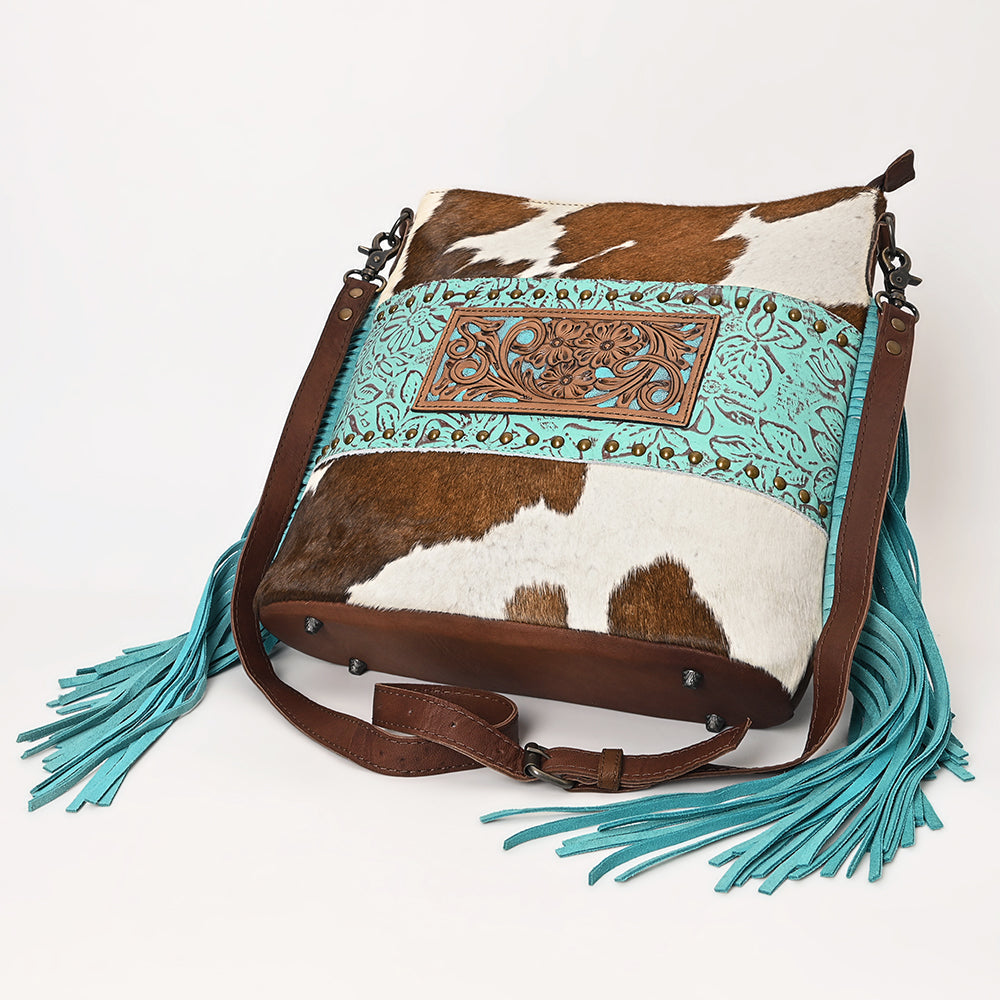 Ohlay Hobo Hand Tooled Embossed Hair-on Genuine Leather