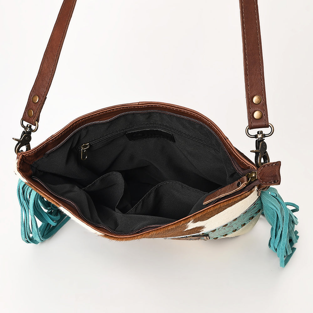 Ohlay Hobo Hand Tooled Embossed Hair-on Genuine Leather