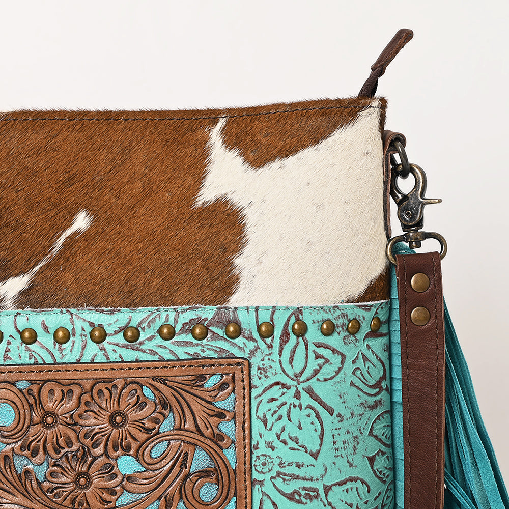 Ohlay Hobo Hand Tooled Embossed Hair-on Genuine Leather
