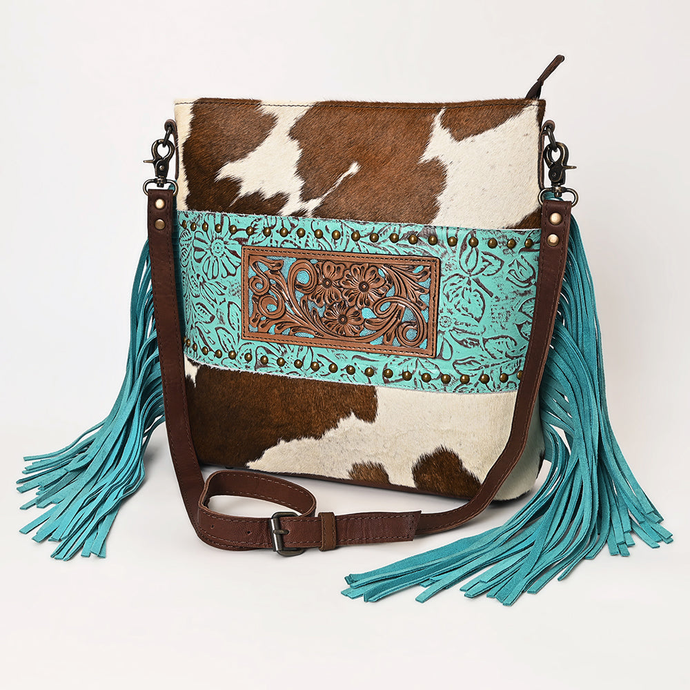 Ohlay Hobo Hand Tooled Embossed Hair-on Genuine Leather