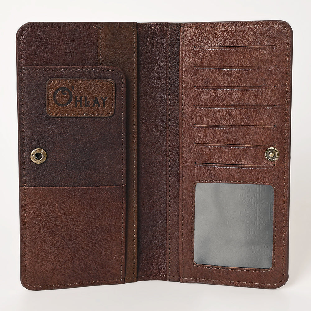 Ohlay Wallet Hand Tooled Genuine Leather