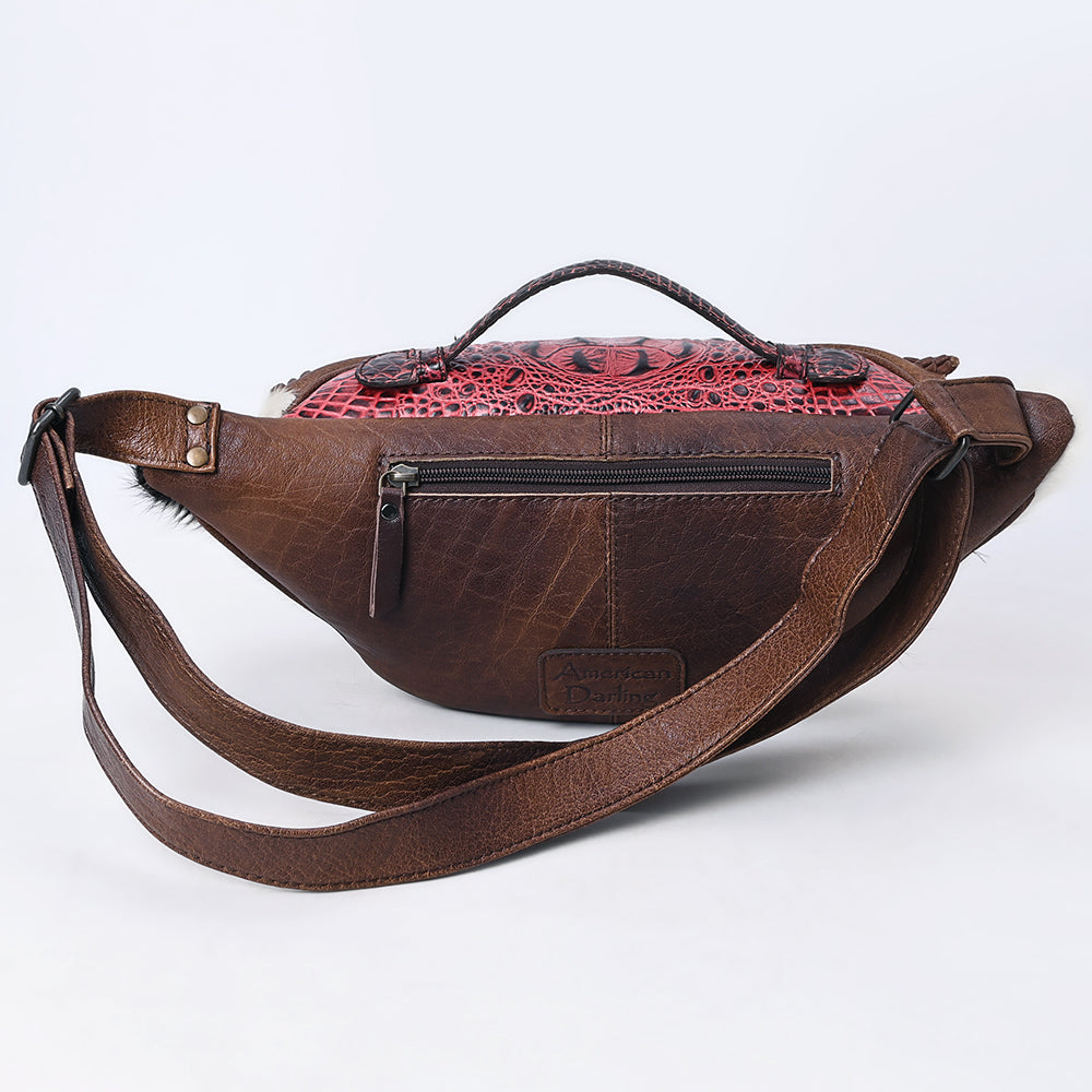 American Darling Pouch Hair-On Crocodile Embossed Genuine Leather