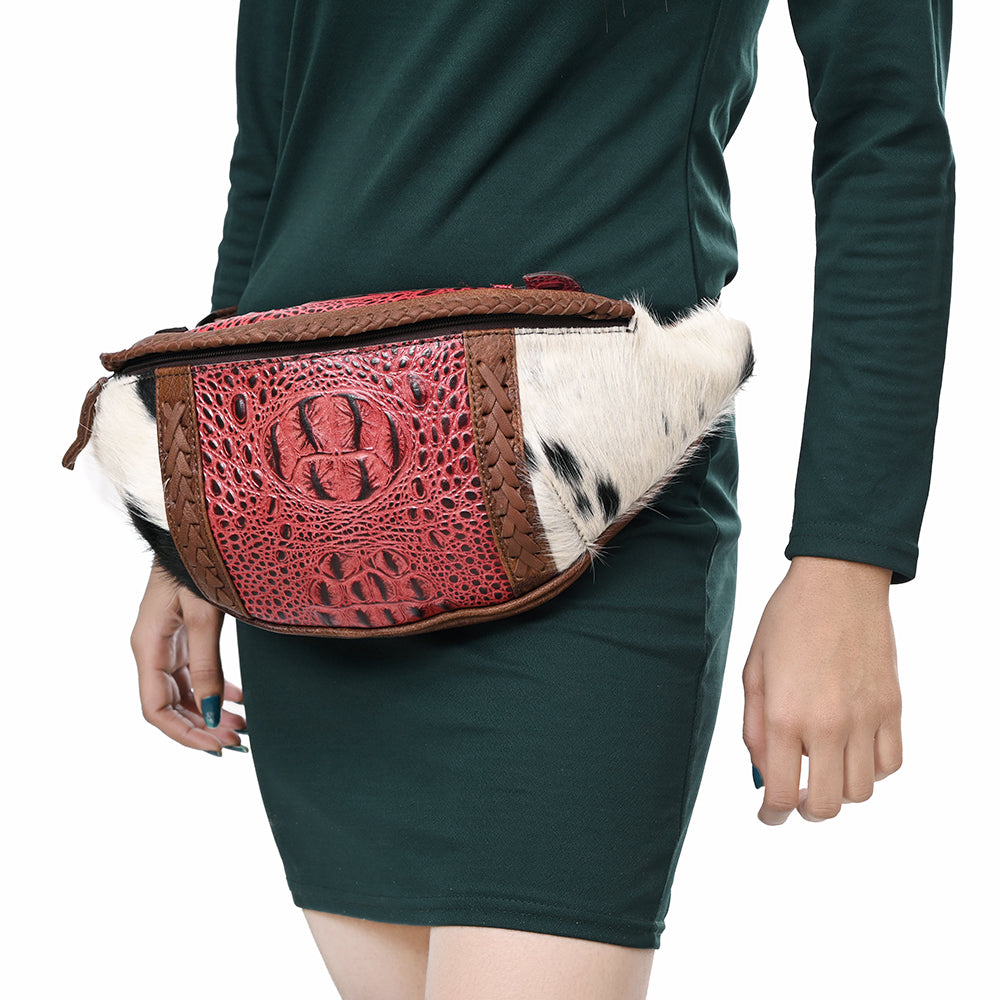 American Darling Pouch Hair-On Crocodile Embossed Genuine Leather