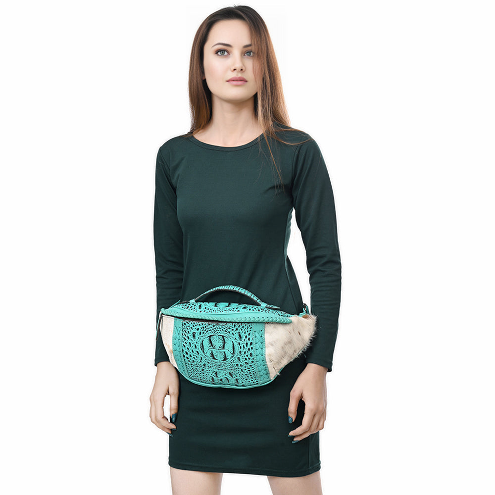 American Darling Pouch Hair-On Crocodile Embossed Genuine Leather