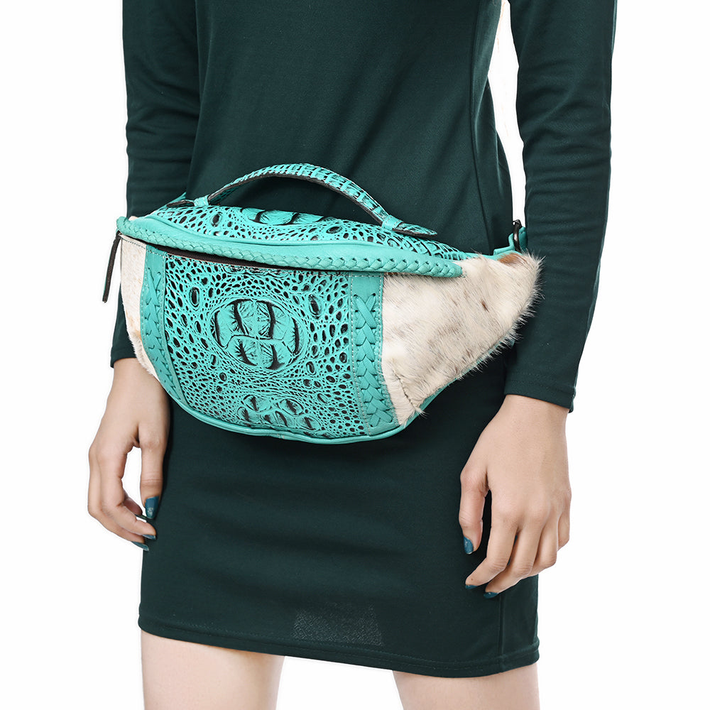 American Darling Pouch Hair-On Crocodile Embossed Genuine Leather