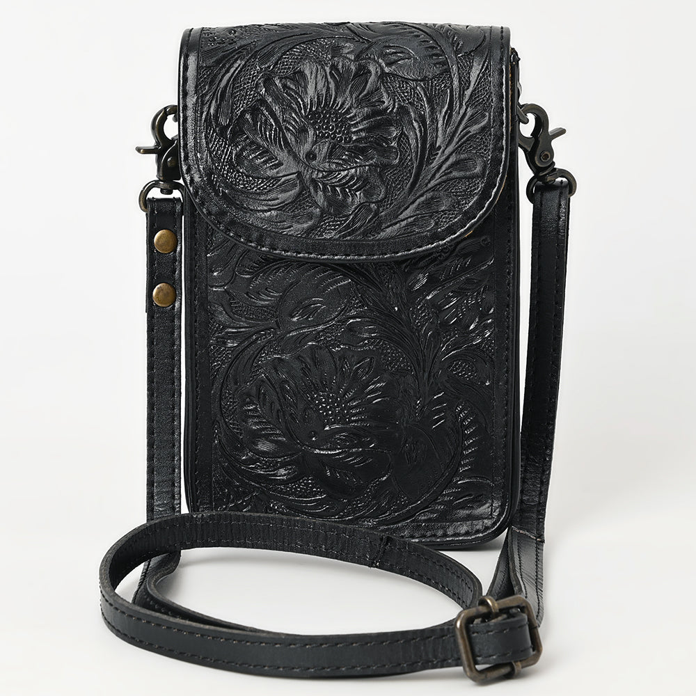 American Darling Hand Tooled Leather Cell Phone Holder – Genuine Leather Western Crossbody with Adjustable Strap