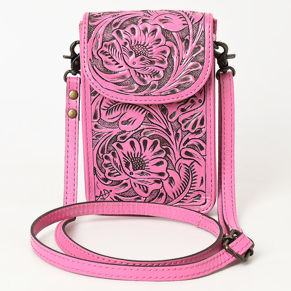 American Darling Hand Tooled Leather Cell Phone Holder – Genuine Leather Western Crossbody with Adjustable Strap