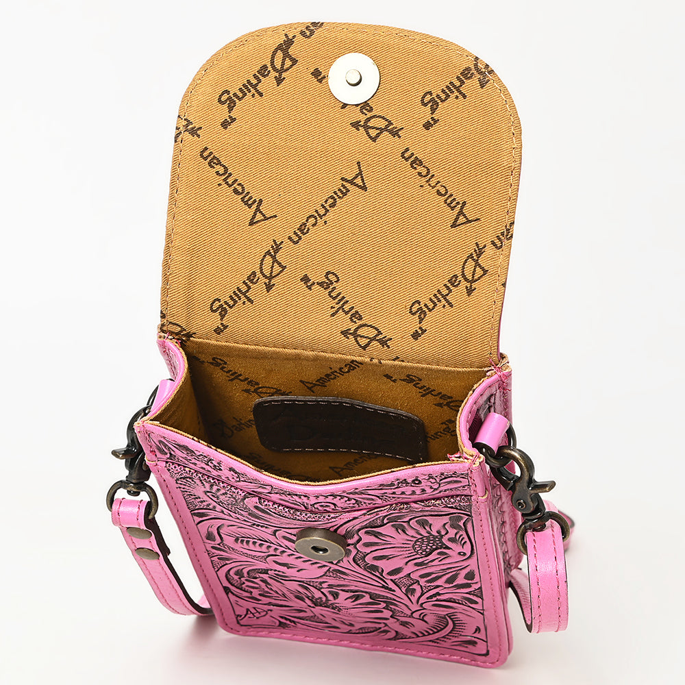 American Darling Hand Tooled Leather Cell Phone Holder – Genuine Leather Western Crossbody with Adjustable Strap