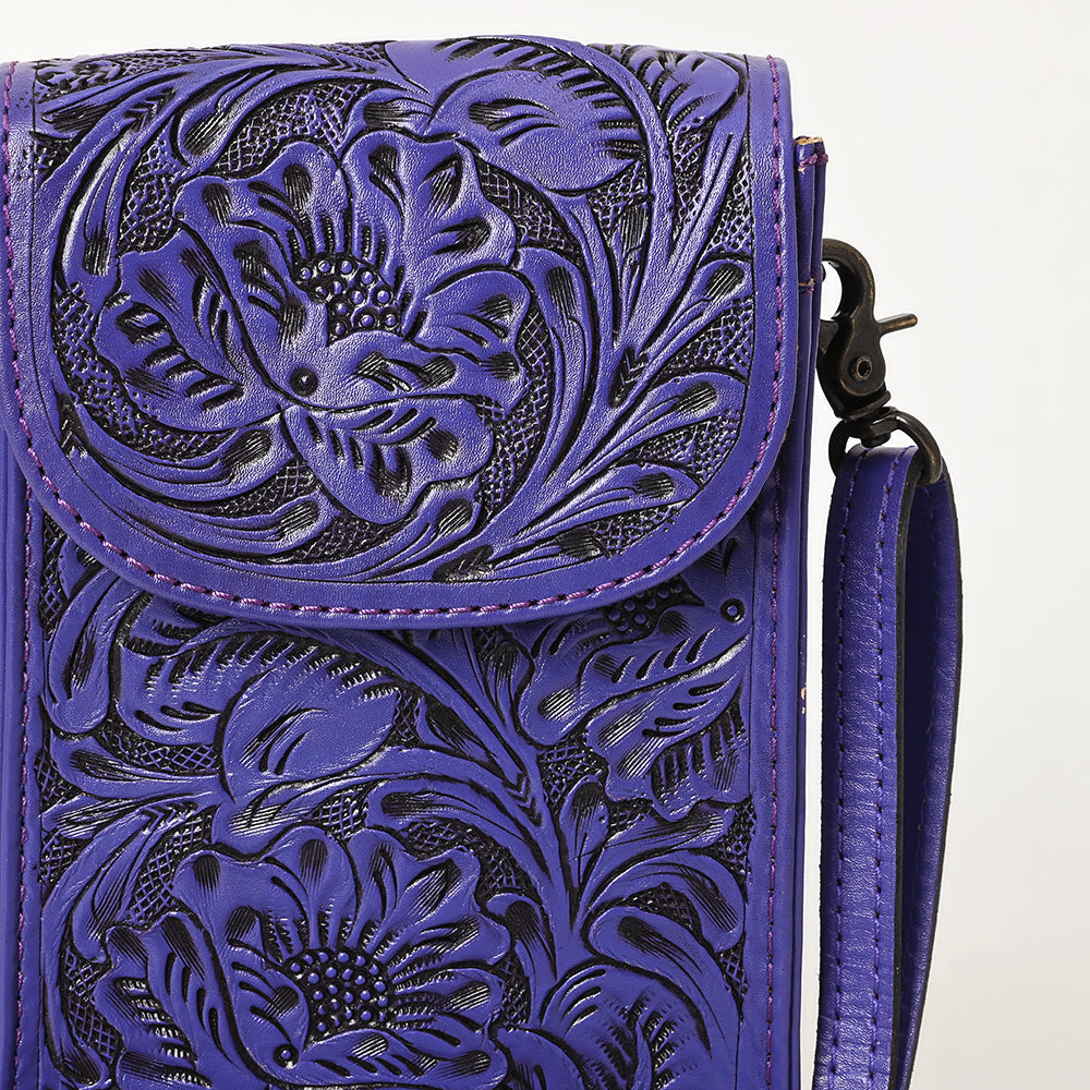 American Darling Hand Tooled Leather Cell Phone Holder – Genuine Leather Western Crossbody with Adjustable Strap