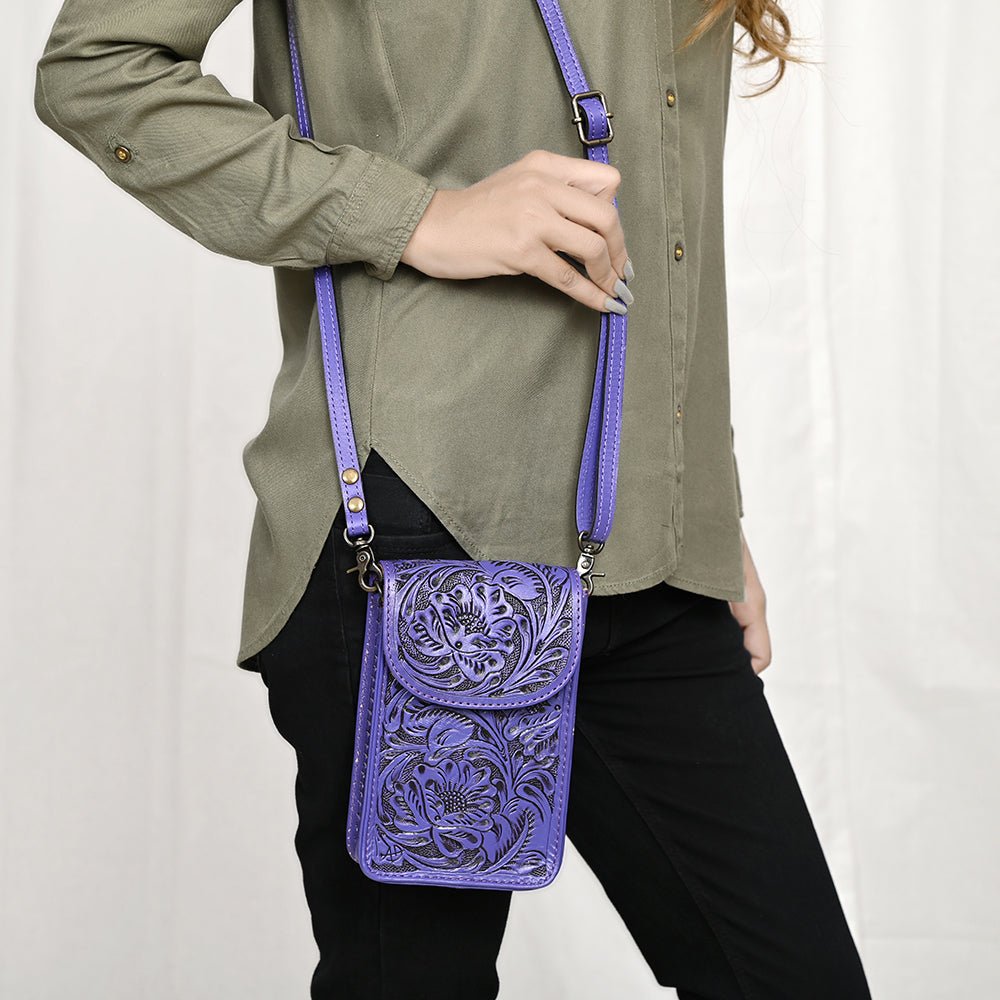 American Darling Cell Phone Holder Hand Tooled Genuine Leather