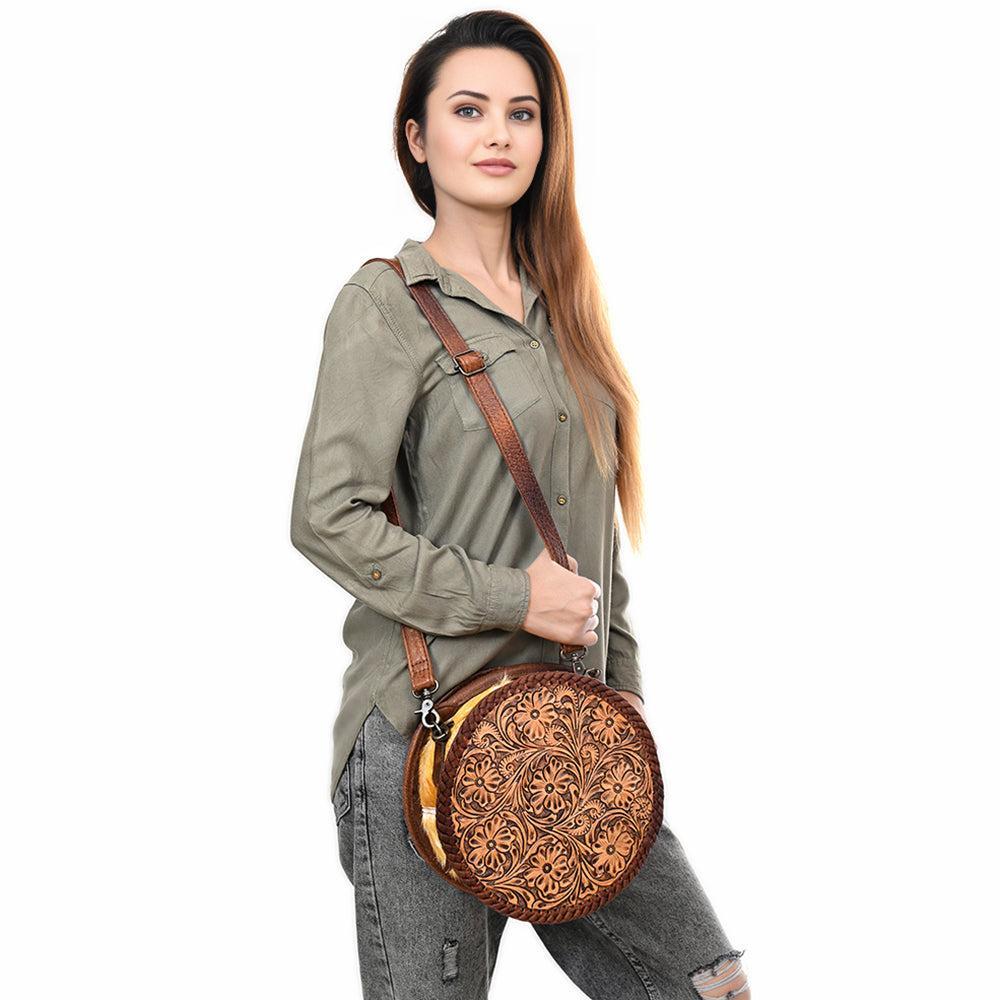 American Darling Hand-Tooled Genuine Leather Crossbody Bag