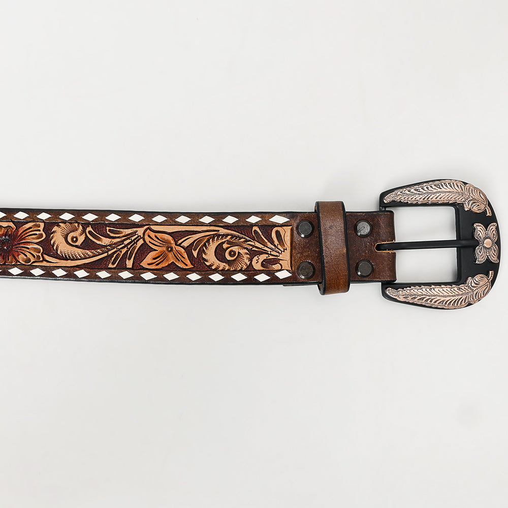 Beautifully Hand Tooled Genuine American Leather Belt Men and Women