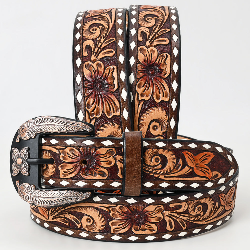 Beautifully Hand Tooled Genuine American Leather Belt Men and Women