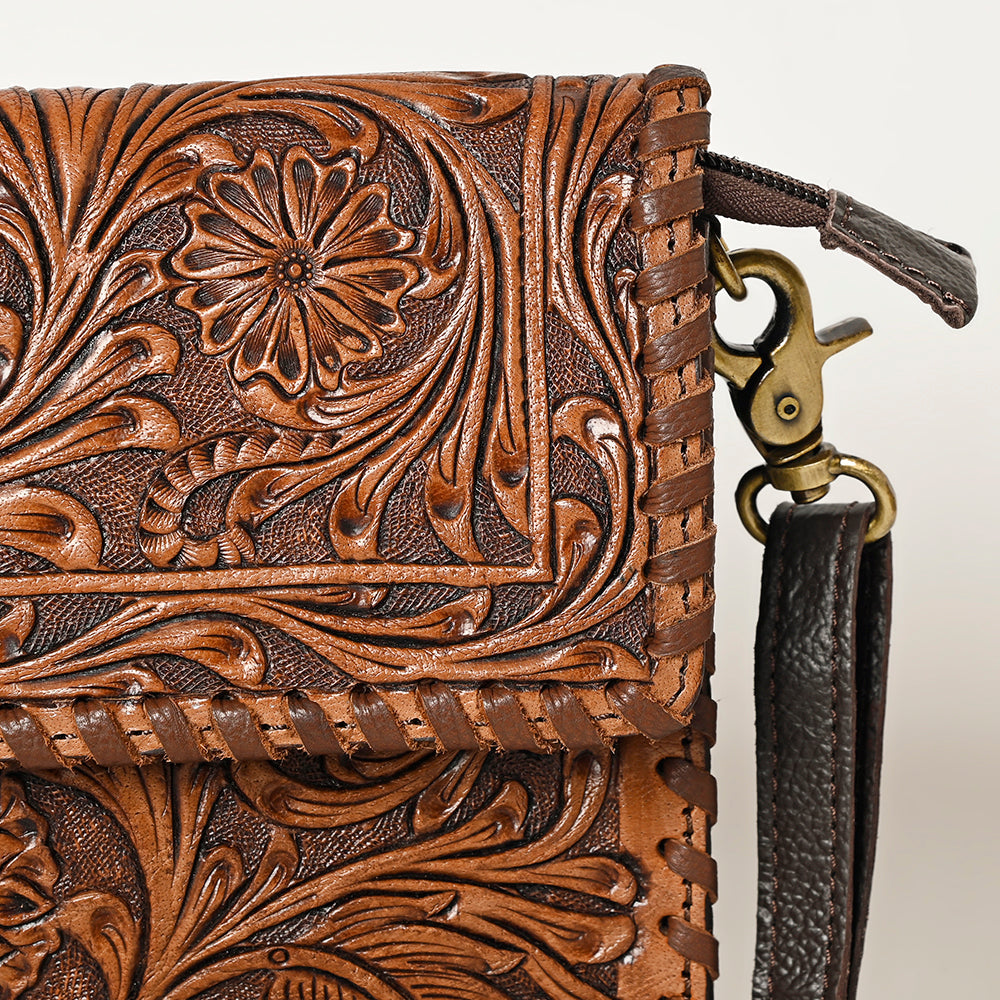 OHLAY Hand-Tooled Leather Clutch