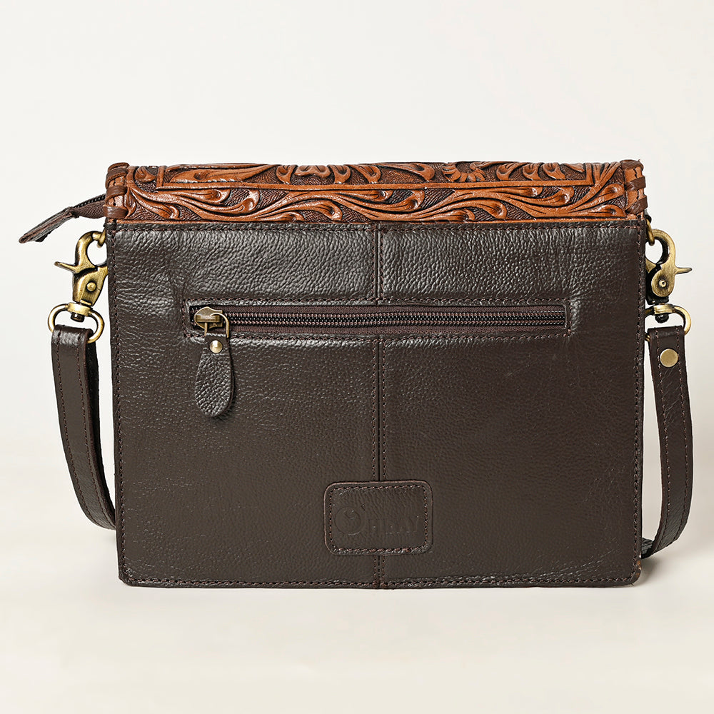 OHLAY Hand-Tooled Leather Clutch