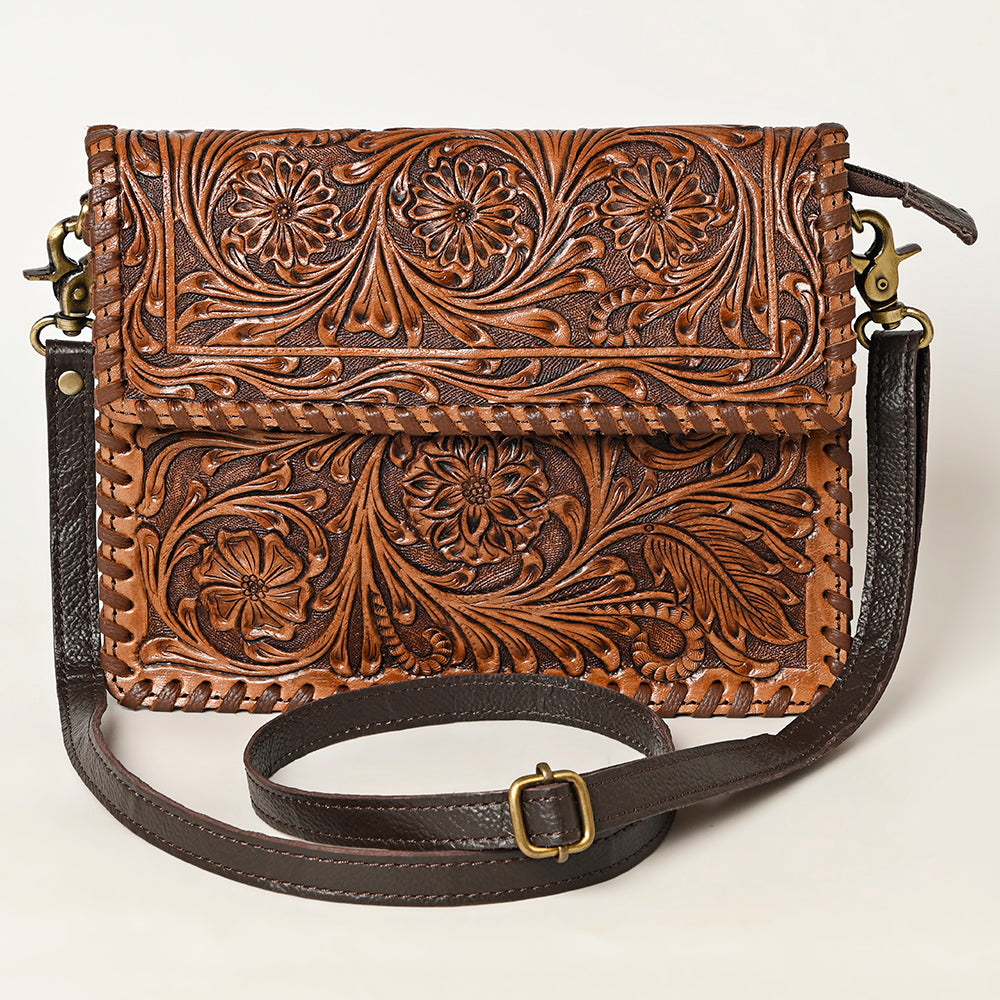 OHLAY Hand-Tooled Leather Clutch