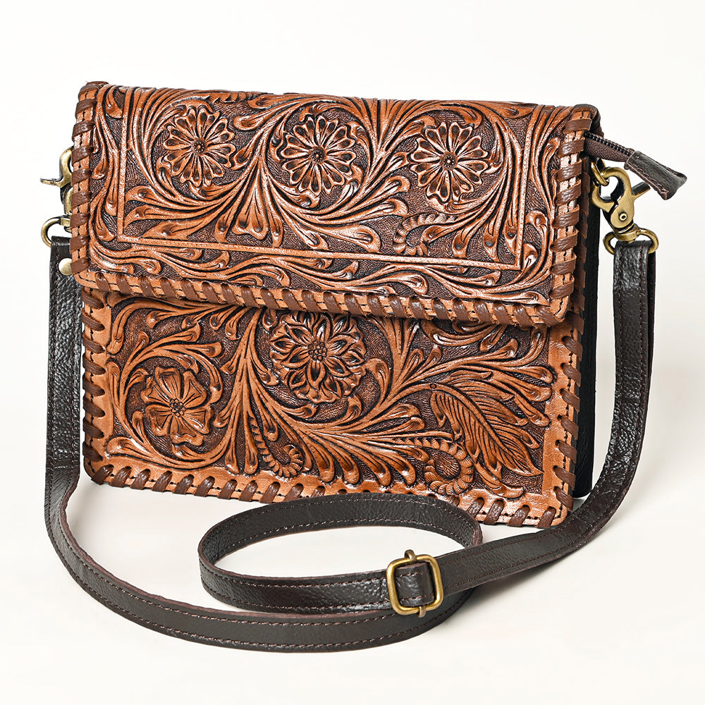 OHLAY Hand-Tooled Leather Clutch