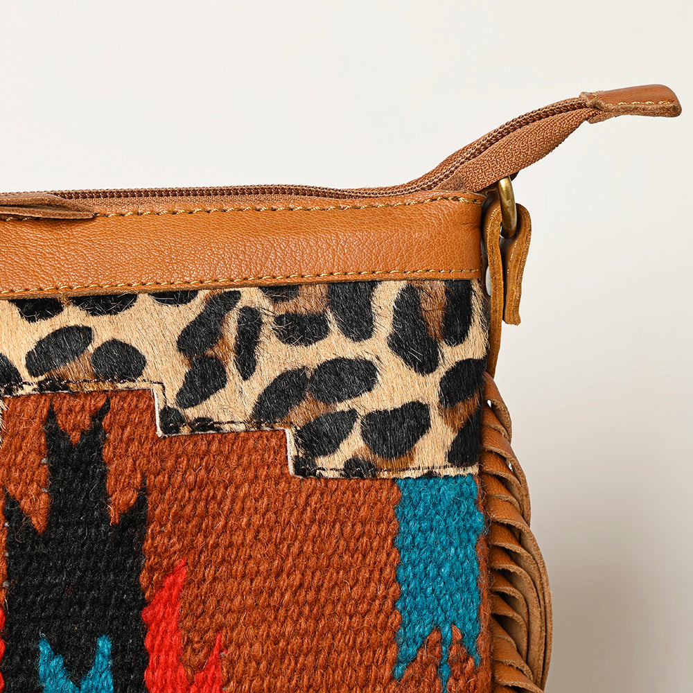 OHLAY Upcycled Wool Hair-On Genuine Leather Hobo Bag