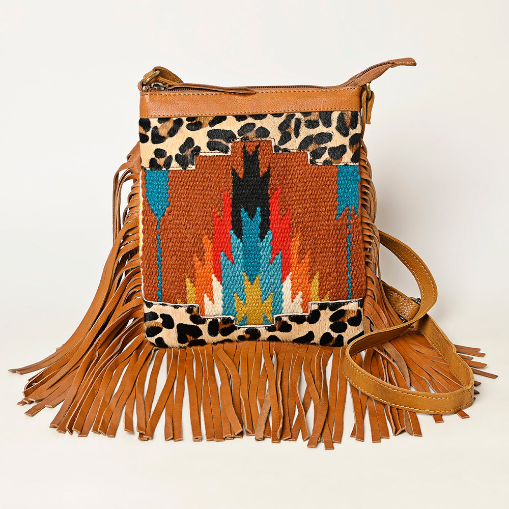 OHLAY Upcycled Wool Hair-On Genuine Leather Hobo Bag