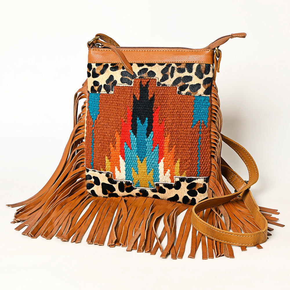 OHLAY Upcycled Wool Hair-On Genuine Leather Hobo Bag