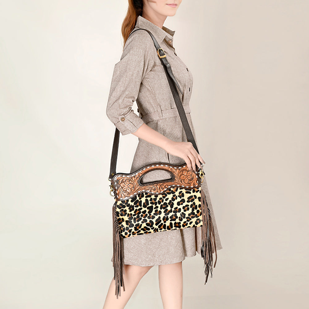 Ohlay Bags OHA113 Clutch Hand Tooled Hair-On Genuine Leather Women Bag Western Handbag Purse