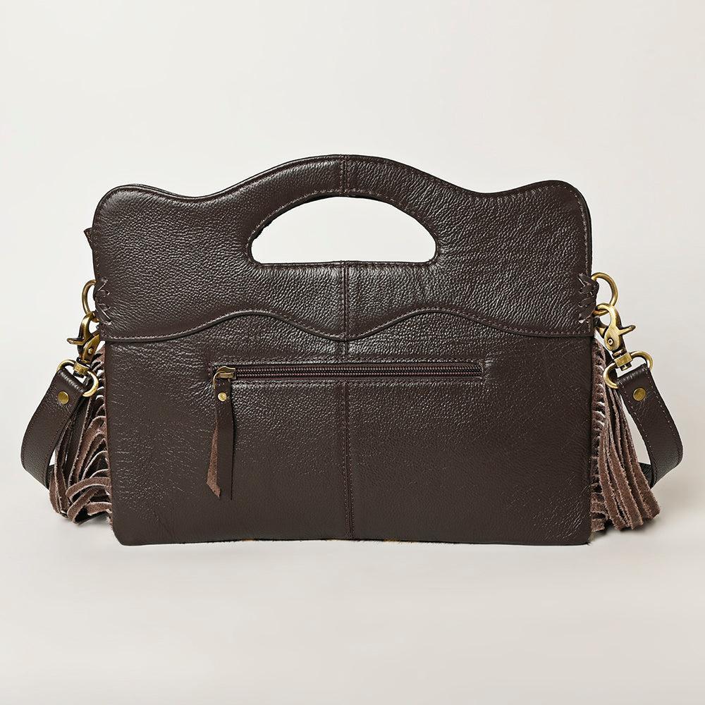 OHLAY Hand-Tooled Hair-On Leather Clutch