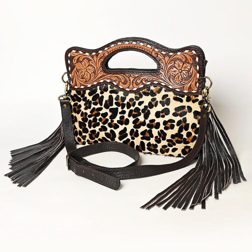 OHLAY Hand-Tooled Hair-On Leather Clutch